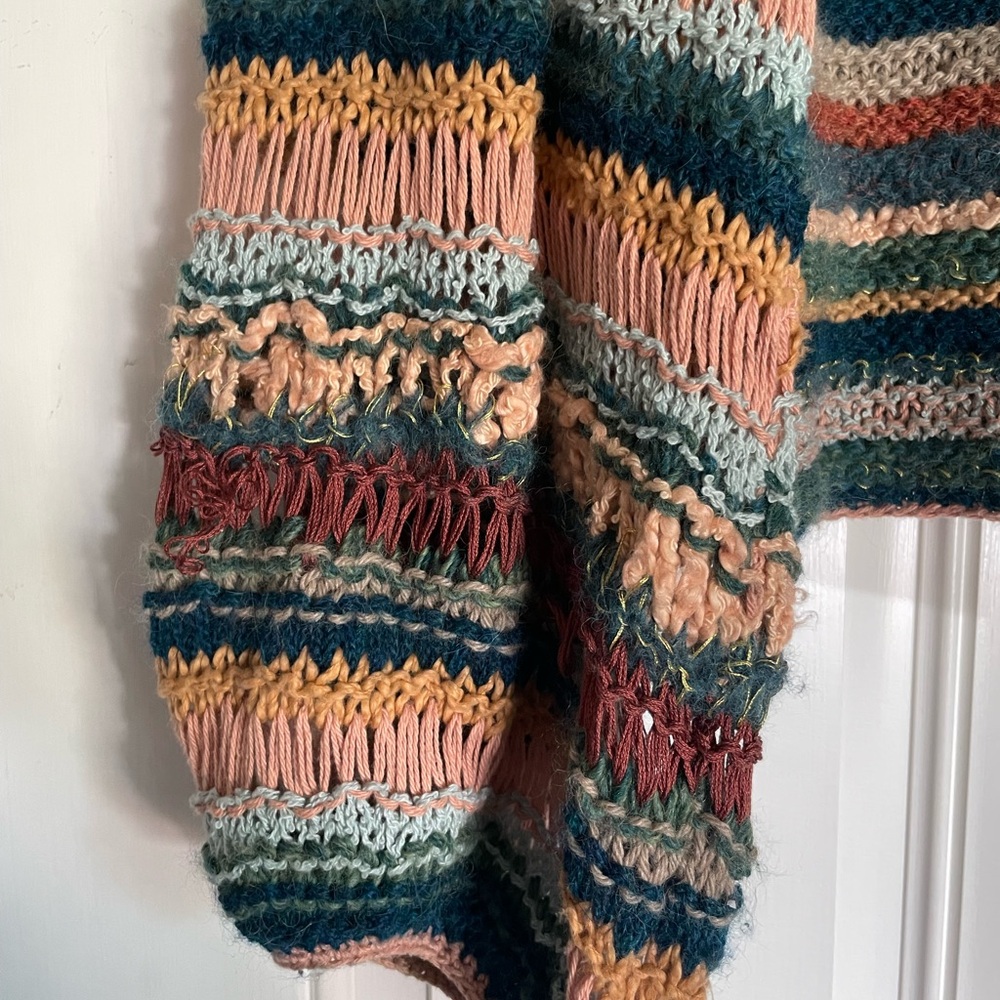 Ulla Johnson Electra Earth Tones Multicolor Striped Chunky Knit Boho Sweater - Picture 7 of 15